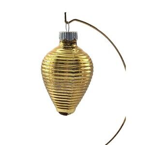 Vintage Shiny Brite Gold Ribbed Mercury Glass Beehive Christmas Ornament